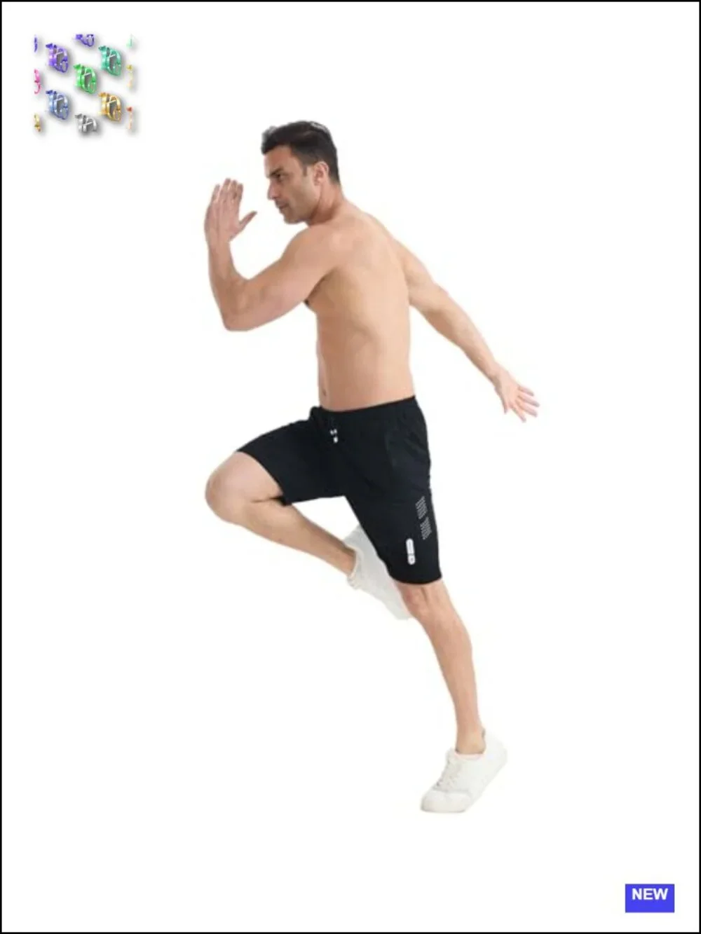 Mens Athletic Shorts with Zipper Pockets Reflective Strips Gym Running